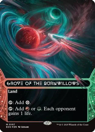 Grove of the Burnwillows (0107) (Borderless) (Galaxy Foil)  [Edge of Eternities: Stellar Sights] Foil